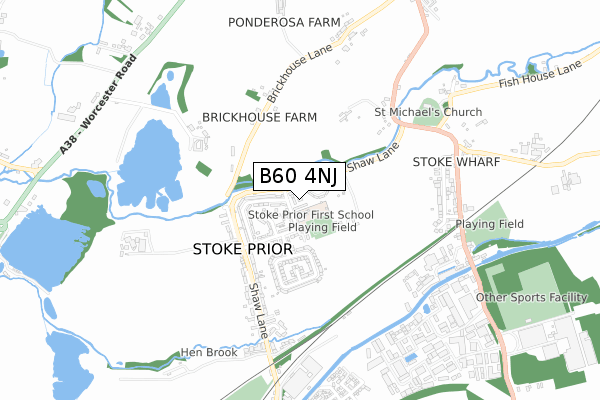 B60 4NJ map - small scale - OS Open Zoomstack (Ordnance Survey)