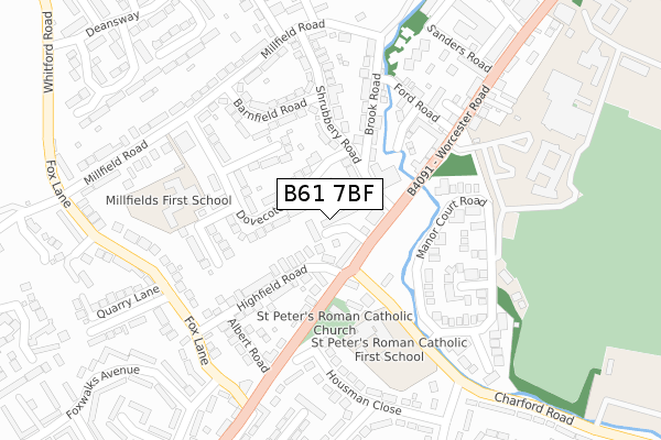 B61 7BF map - large scale - OS Open Zoomstack (Ordnance Survey)