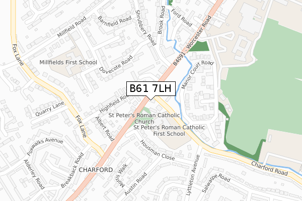 B61 7LH map - large scale - OS Open Zoomstack (Ordnance Survey)