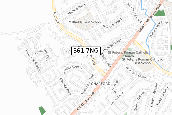 B61 7NG map - large scale - OS Open Zoomstack (Ordnance Survey)