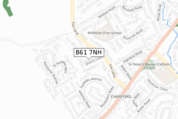 B61 7NH map - large scale - OS Open Zoomstack (Ordnance Survey)