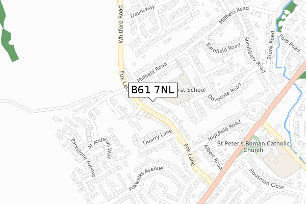 B61 7NL map - large scale - OS Open Zoomstack (Ordnance Survey)