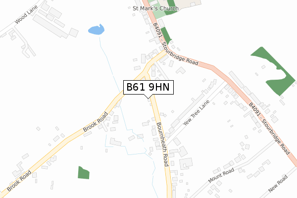 B61 9HN map - large scale - OS Open Zoomstack (Ordnance Survey)