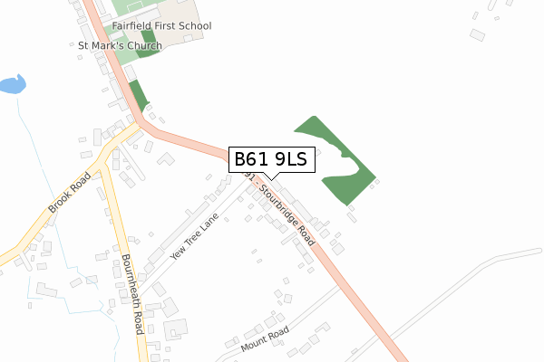 B61 9LS map - large scale - OS Open Zoomstack (Ordnance Survey)