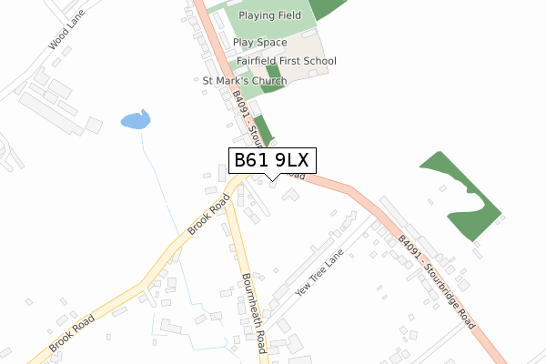 B61 9LX map - large scale - OS Open Zoomstack (Ordnance Survey)