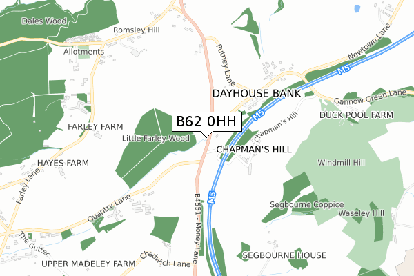 B62 0HH map - small scale - OS Open Zoomstack (Ordnance Survey)