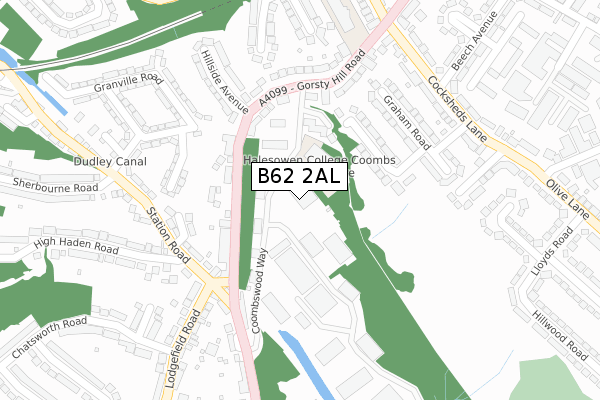 B62 2AL map - large scale - OS Open Zoomstack (Ordnance Survey)