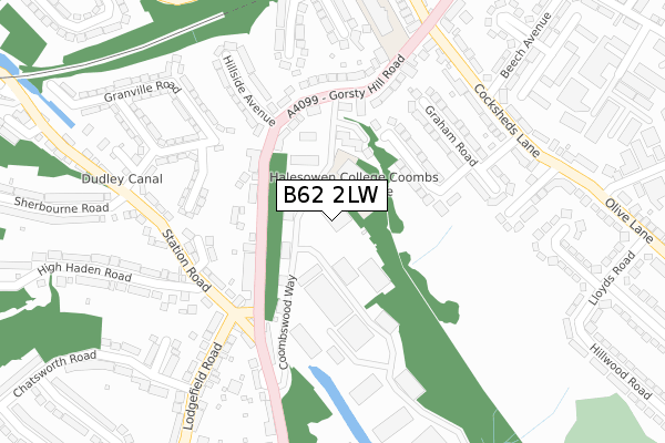 B62 2LW map - large scale - OS Open Zoomstack (Ordnance Survey)