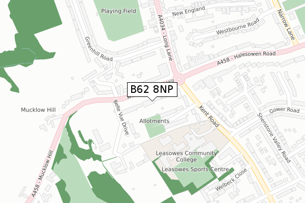 B62 8NP map - large scale - OS Open Zoomstack (Ordnance Survey)