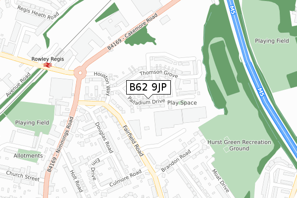 B62 9JP map - large scale - OS Open Zoomstack (Ordnance Survey)