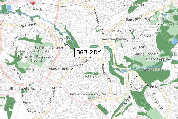 B63 2RY map - small scale - OS Open Zoomstack (Ordnance Survey)