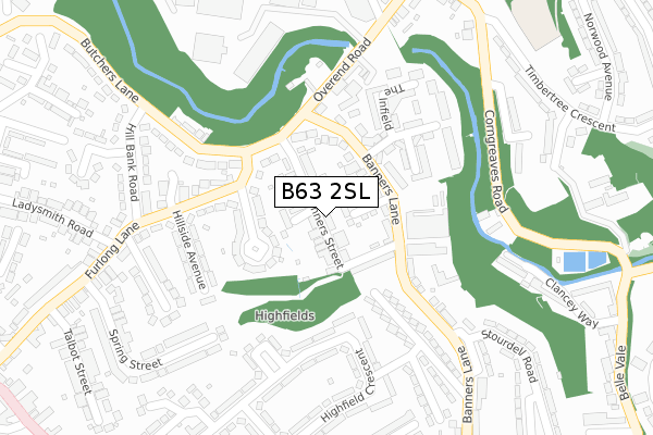 B63 2SL map - large scale - OS Open Zoomstack (Ordnance Survey)