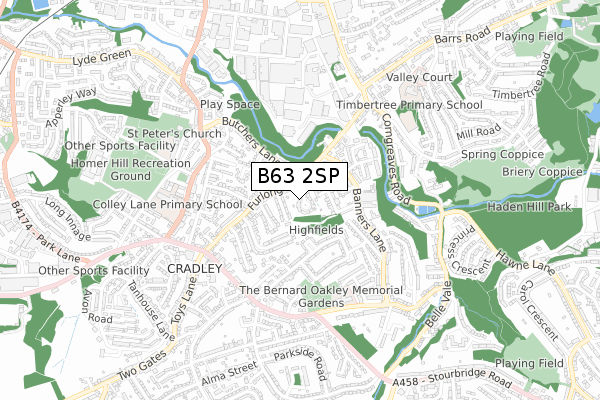 B63 2SP map - small scale - OS Open Zoomstack (Ordnance Survey)