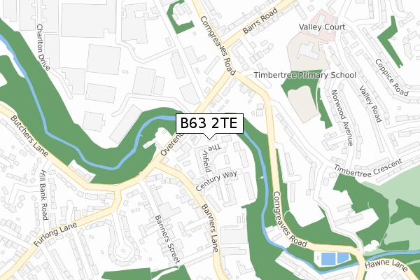 B63 2TE map - large scale - OS Open Zoomstack (Ordnance Survey)