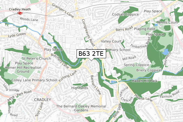 B63 2TE map - small scale - OS Open Zoomstack (Ordnance Survey)