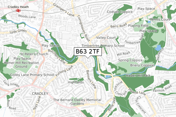 B63 2TF map - small scale - OS Open Zoomstack (Ordnance Survey)