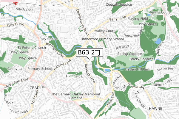 B63 2TJ map - small scale - OS Open Zoomstack (Ordnance Survey)