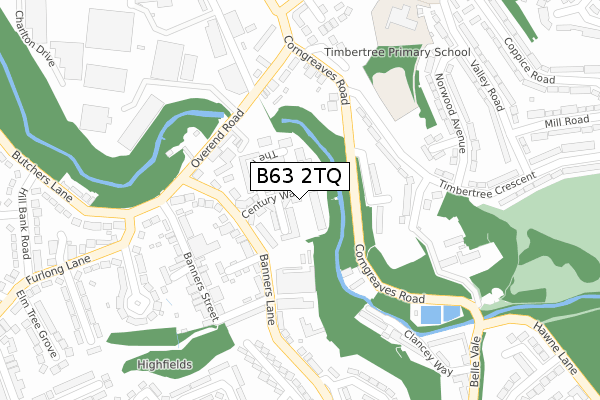 B63 2TQ map - large scale - OS Open Zoomstack (Ordnance Survey)