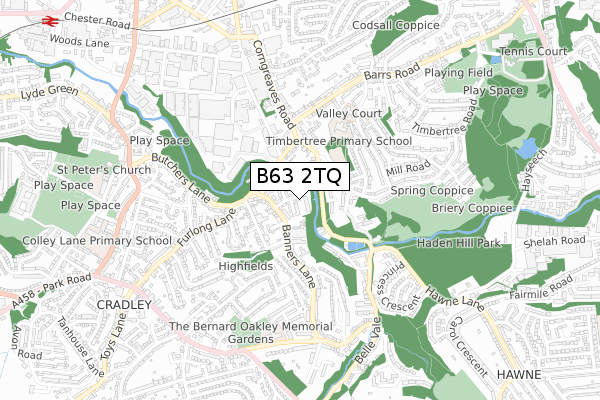 B63 2TQ map - small scale - OS Open Zoomstack (Ordnance Survey)