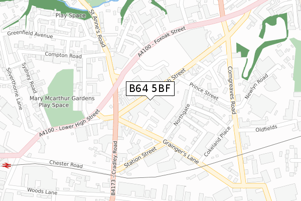 B64 5BF map - large scale - OS Open Zoomstack (Ordnance Survey)