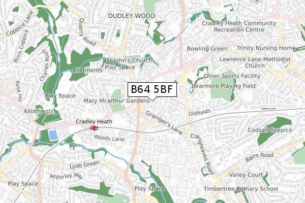 B64 5BF map - small scale - OS Open Zoomstack (Ordnance Survey)