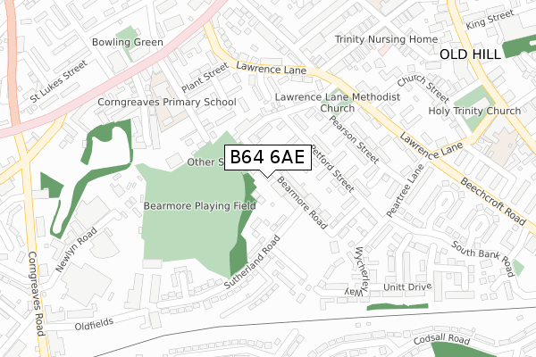 B64 6AE map - large scale - OS Open Zoomstack (Ordnance Survey)