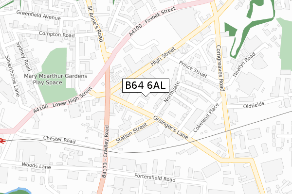 B64 6AL map - large scale - OS Open Zoomstack (Ordnance Survey)