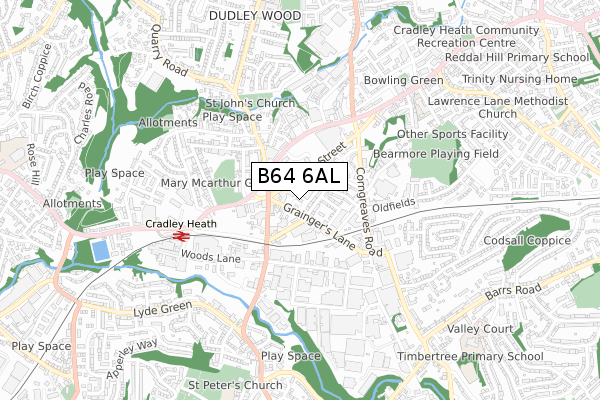 B64 6AL map - small scale - OS Open Zoomstack (Ordnance Survey)