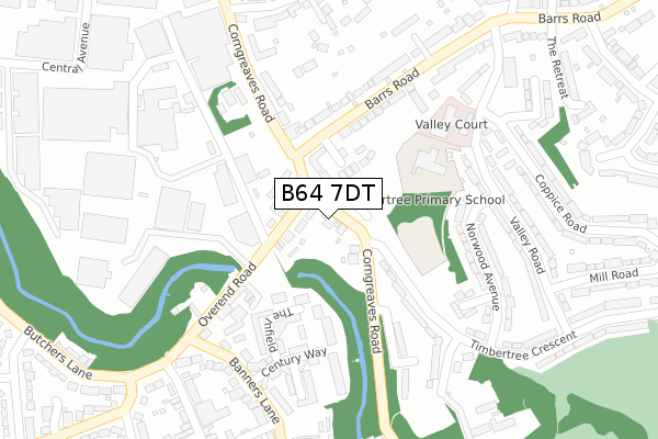 B64 7DT map - large scale - OS Open Zoomstack (Ordnance Survey)