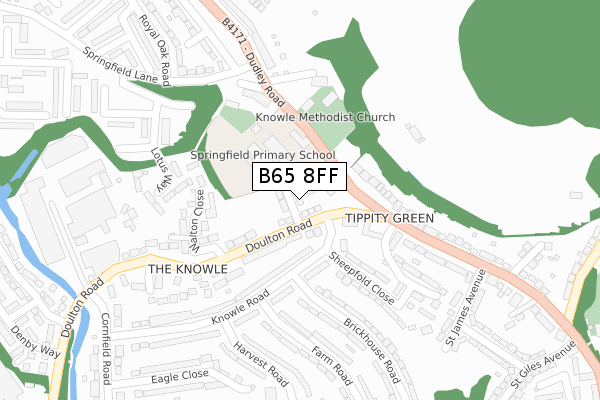 B65 8FF map - large scale - OS Open Zoomstack (Ordnance Survey)