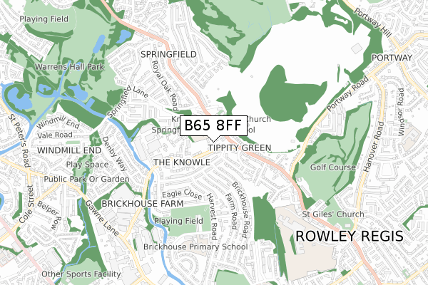 B65 8FF map - small scale - OS Open Zoomstack (Ordnance Survey)