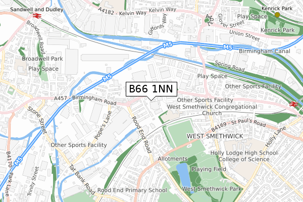 B66 1NN map - small scale - OS Open Zoomstack (Ordnance Survey)