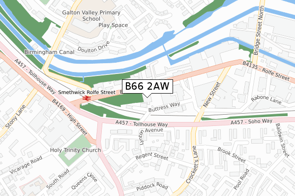 B66 2AW map - large scale - OS Open Zoomstack (Ordnance Survey)