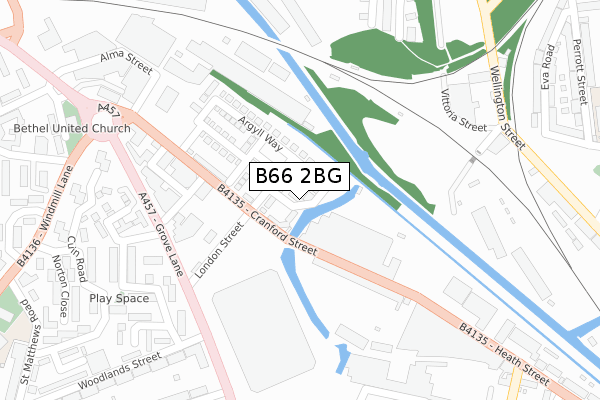 B66 2BG map - large scale - OS Open Zoomstack (Ordnance Survey)