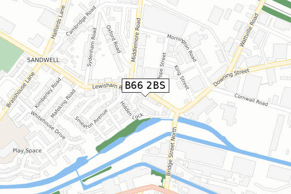 B66 2BS map - large scale - OS Open Zoomstack (Ordnance Survey)