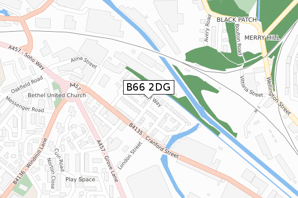 B66 2DG map - large scale - OS Open Zoomstack (Ordnance Survey)