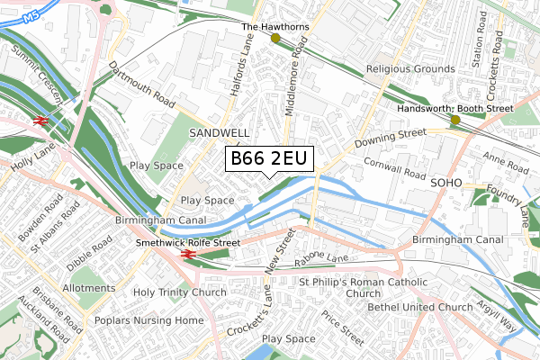 B66 2EU map - small scale - OS Open Zoomstack (Ordnance Survey)