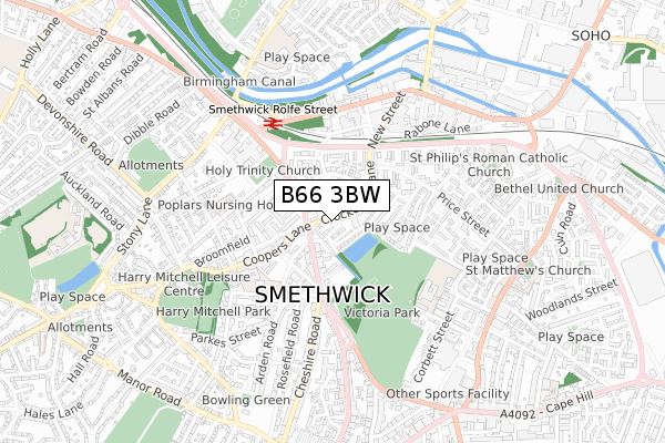 B66 3BW map - small scale - OS Open Zoomstack (Ordnance Survey)