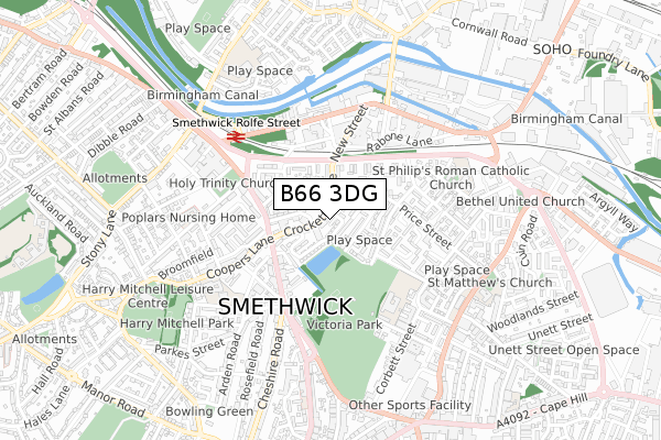 B66 3DG map - small scale - OS Open Zoomstack (Ordnance Survey)