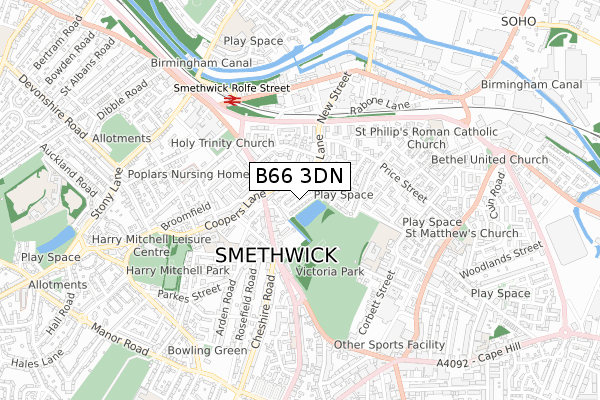 B66 3DN map - small scale - OS Open Zoomstack (Ordnance Survey)