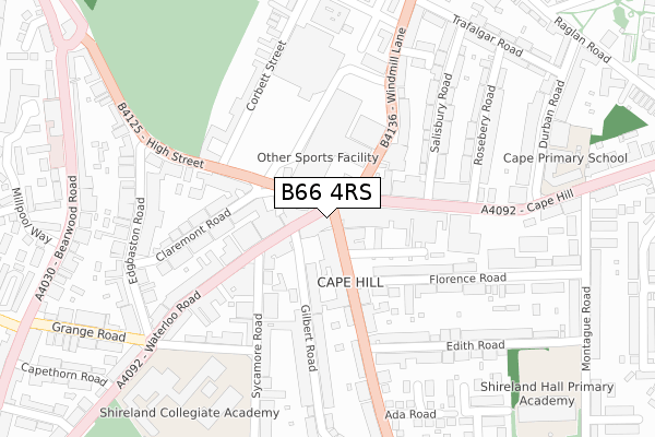 B66 4RS map - large scale - OS Open Zoomstack (Ordnance Survey)