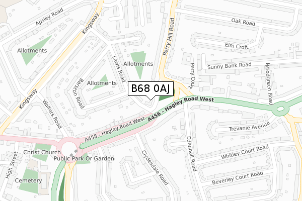 B68 0AJ map - large scale - OS Open Zoomstack (Ordnance Survey)