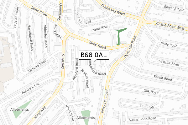 B68 0AL map - large scale - OS Open Zoomstack (Ordnance Survey)