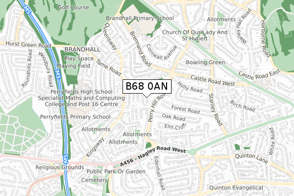 B68 0AN map - small scale - OS Open Zoomstack (Ordnance Survey)