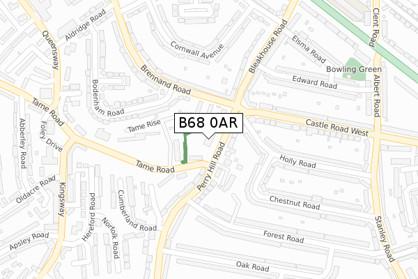 B68 0AR map - large scale - OS Open Zoomstack (Ordnance Survey)