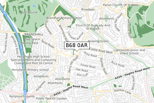 B68 0AR map - small scale - OS Open Zoomstack (Ordnance Survey)