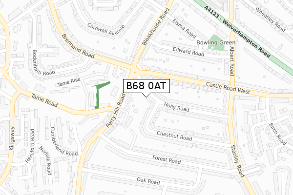 B68 0AT map - large scale - OS Open Zoomstack (Ordnance Survey)