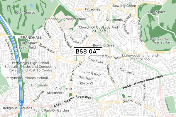 B68 0AT map - small scale - OS Open Zoomstack (Ordnance Survey)