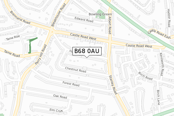 B68 0AU map - large scale - OS Open Zoomstack (Ordnance Survey)