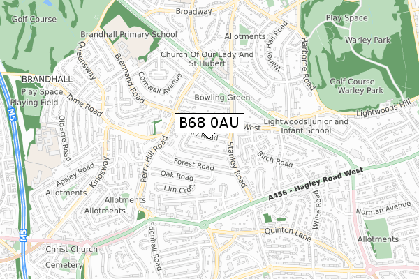 B68 0AU map - small scale - OS Open Zoomstack (Ordnance Survey)